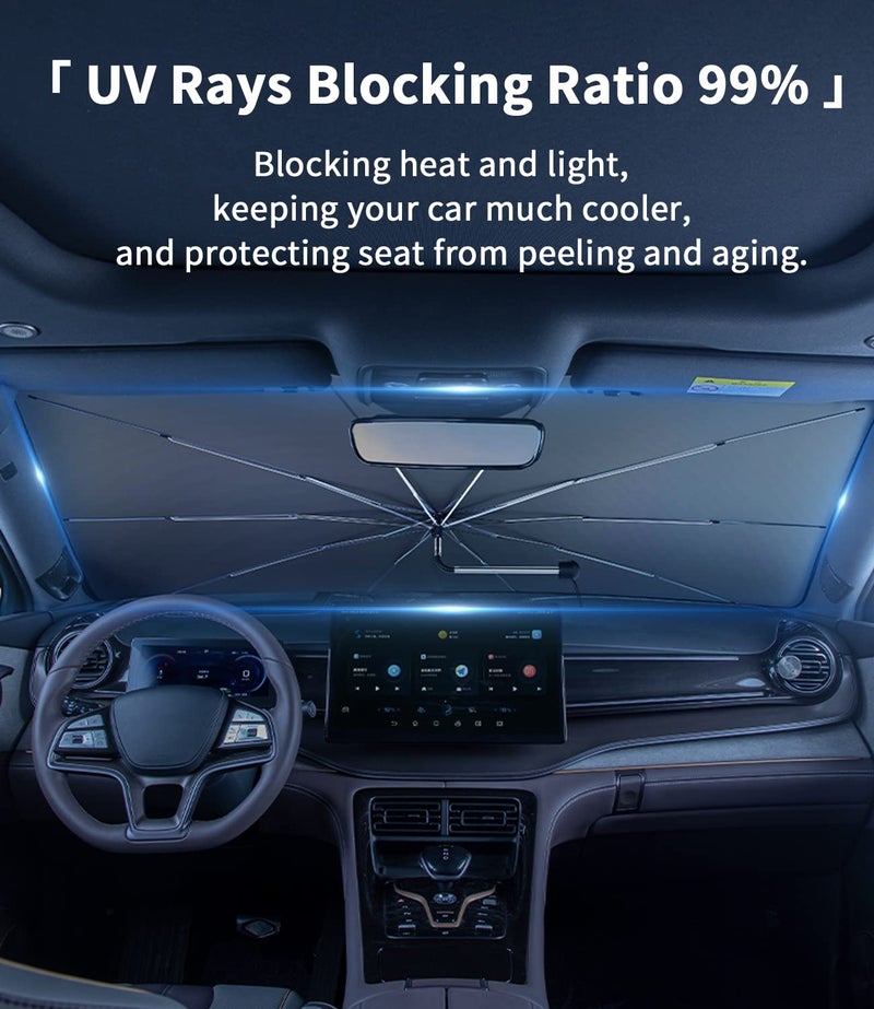 Sawuaa Custom-Fit for Cadillac Windshield Sun Shade Umbrella, 360Rotation Bendable Car Umbrella Sunshade Cover UV Block Car Front Window, Designed for Cadillac Accessories (for Cadillac XT4) - Image 4